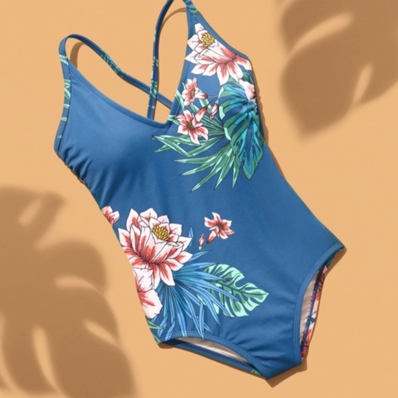 Kona Sol | Swim | Kona Sol Blue Floral One Piece Swimsuit Size Xl | Poshmark